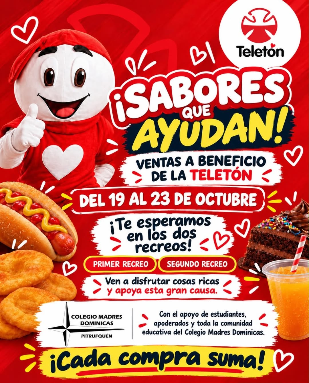 Afiche “Sabores que ayudan”: ventas a beneficio de la Teletón del 19 al 23 de octubre